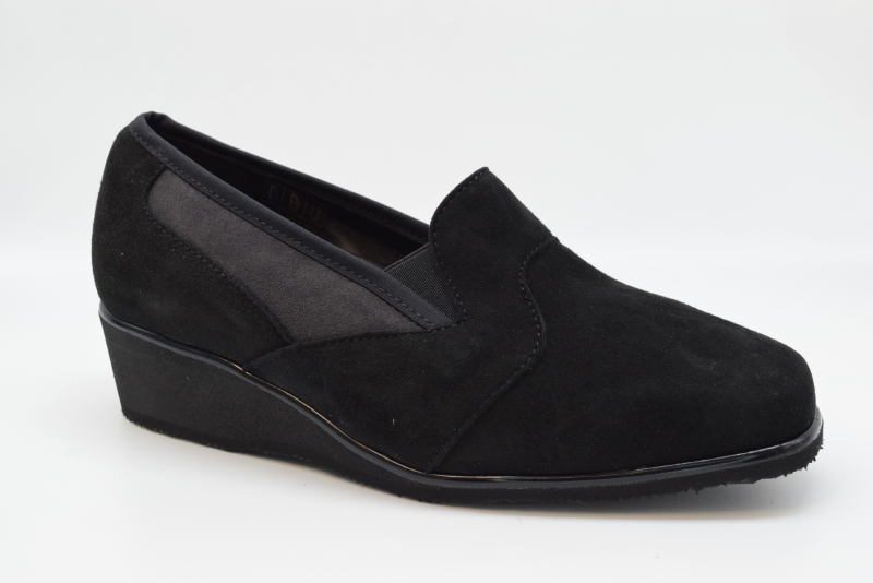 Marro Slip On Liscio Forma H7 Zeppa Micro 5896 Camoscio Nero/grigio