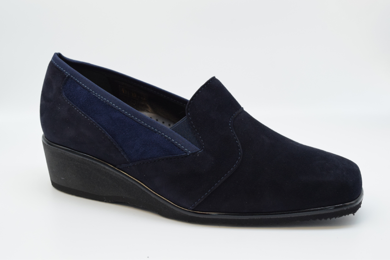 Marro Slip On Liscio Forma H7 Zeppa Micro 5896 Camoscio Blu Scuro/blu